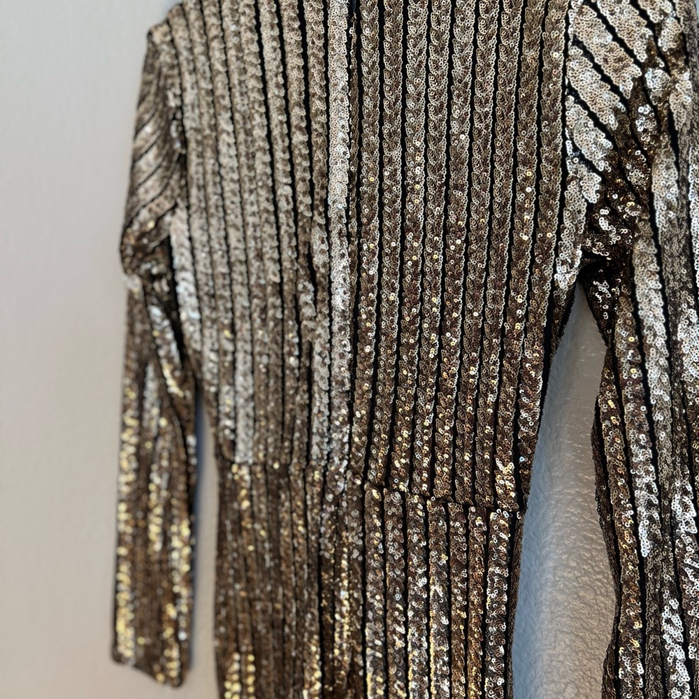NWOT Love Lasts Forever Gold Sequin Long Sleeve Maxi Dress, Stunning! - Picture 8 of 9